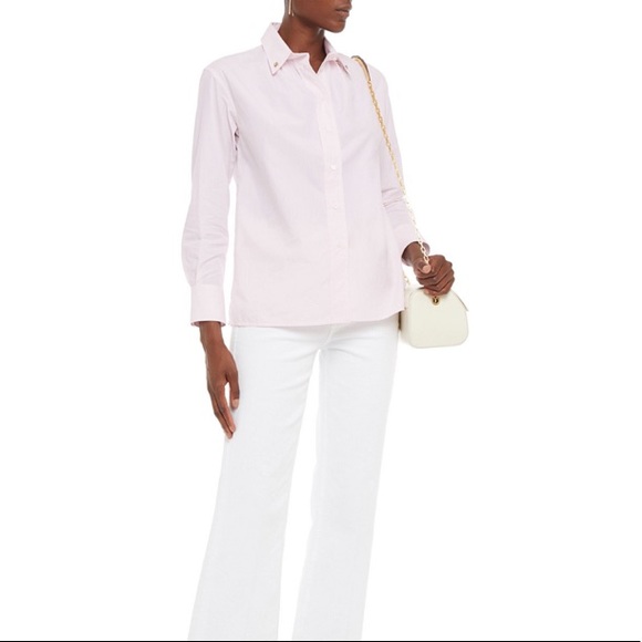 Sandro Pollie Studded Striped Cotton-poplin Shirt - Picture 1 of 16